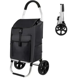 MAGICFOX Chariot de Courses pliable, Sac Amovible et Résistant à la pluie, Fabriqué en aluminium léger, Charge maximale 45 kg - Noir pas cher