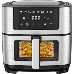 MAGICFOX Friteuse sans huile avec Fenêtre Visible, Air Fryer 6L Boîtier en Inox - 8 Fonctions 1300W - led Écran Tactile - Recettes fournies pas cher