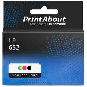 Comparateur de prix : PrintAbout Cartouche compatible HP 652 (F6V24AE) - Noir + 3 couleurs - Multipack