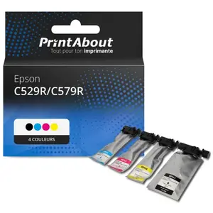 Comparateur de prix : PrintAbout Cartouche compatible Epson C529R/C579R  (C13T40D14/24/34/440) - 4 couleurs - Très grande capacité - Multipack