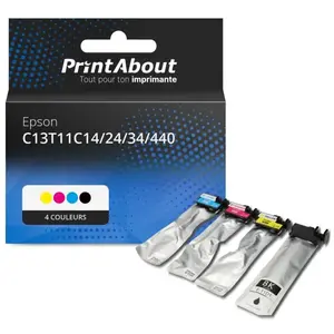 Comparateur de prix : PrintAbout Cartouche compatible Epson C13T11C14/24/34/440 - 4 couleurs - Multipack