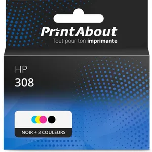 PrintAbout Cartouche compatible HP 308 (7FP20/21UE) - Noir + 3 couleurs - Grande capacité - Multipack pas cher