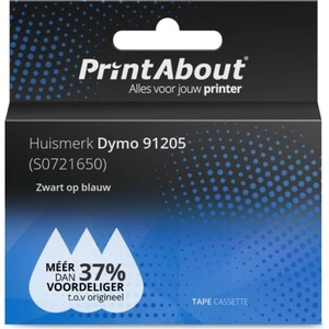 Comparateur de prix : PrintAbout Ruban compatible Dymo 91205 (S0721650) - (12 mm) - Noir sur bleu