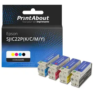 Comparateur de prix : PrintAbout Cartouche compatible Epson SJIC22P(K/C/M/Y) - 4 couleurs - Multipack