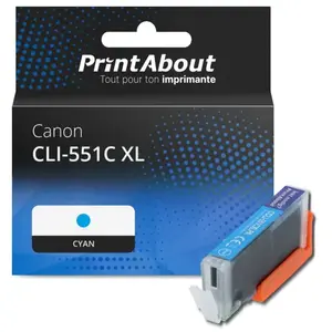 Comparateur de prix : PrintAbout Cartouche compatible Canon CLI-551C XL - Cyan - Grande capacité