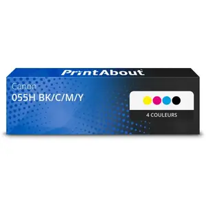 Comparateur de prix : PrintAbout Cartouche compatible Canon 055H BK/C/M/Y - 4 couleurs - Grande capacité - Multipack