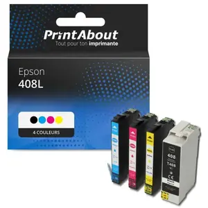 PrintAbout Cartouche compatible Epson 408L (C13T09K41/42/43/44010) - 4 couleurs - Grande capacité - MultipackVendu parprintabout