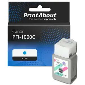 Comparateur de prix : PrintAbout Cartouche compatible Canon PFI-1000C - Cyan