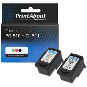Comparateur de prix : PrintAbout huismerk Inktcartridge PG-510 + CL-511 Zwart + 3 kleuren Mu...