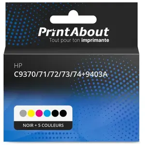 PrintAbout Cartouche compatible HP C9370/71/72/73/74+9403A - Noir + 5 ...