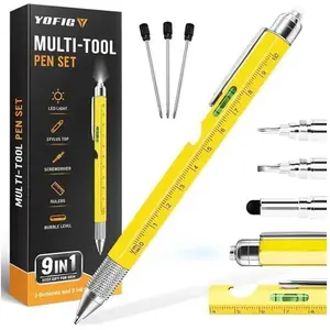 YOFIG Cadeau Homme,Stylo Multifonction 9 en 1,Cadeau Fete des Peres,Idee Cadeau Homme,Cadeaux personnalisés,Cadeau Fête des Pères pas cher