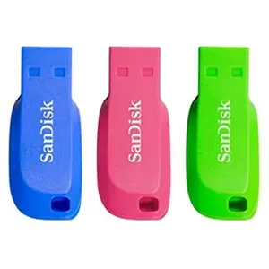 SanDisk 16GB Cruzer Blade USB Flash Drive 3-pack , Blue/Pink/Green pas cher