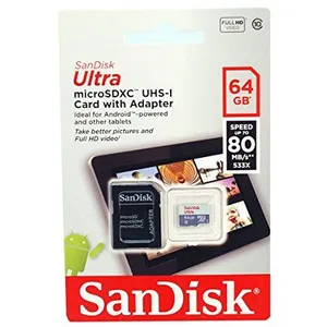 Comparateur de prix : SanDisk Ultra MicroSDHC 64 Go Classe 10 80 Mo/s UHS-I + Adaptateur SD