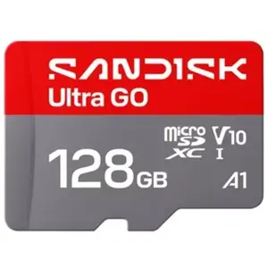 SanDisk Ultra GO, 128 Go, MicroSDXC, UHS-I, 190 Mo/s, V10, Gris, Rouge
