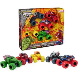 1:64 Monster Jam Pack De 5 Vehicules Marvel Die-cast Pour Enfant