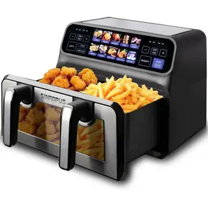 BAZARLAND30 Airfryer Friteuse sans huile à double cuve avec écran couleur   Capacité 9L   10 Programmes pas cher