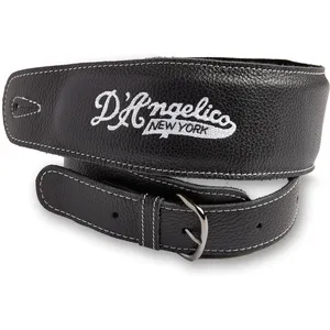 D'Angelico DALTHSTRAPBK Premium Leather Strap Black - sangle de guitar...