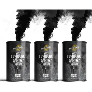 Lot de 3 Fumigènes en Pot 1 MINUTE couleur Noir - Allumage à mèche, du...