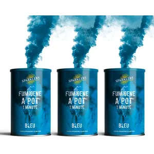 Lot de 3 Fumigènes en Pot 1 MINUTE couleur Bleu - Allumage à mèche, du...