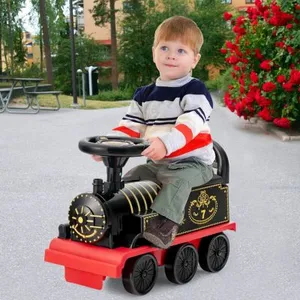 Comparateur de prix : GOPLUS Train Porteur électrique pour Enfants avec Musique Lumière Train Trotteur avec Voies en PP Espace de Rangement Noir