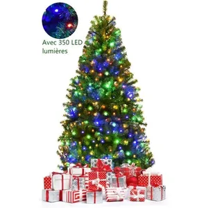 GYMAX 180 CM Sapin de Noël avec 350 Lumières LED Bicolore avec Support... pas cher