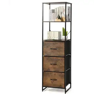 GOPLUS Étagère de rangement cadre en métal marron 39 x 38 x 25,5 cm pas cher