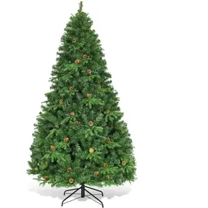 GOPLUS Sapin de noël artificiel lumineux hauteurs différentes vert 225cm pas cher