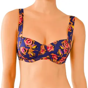 Huit - Haut de maillot de bain Rose bleu/rouge T.100D pas cher