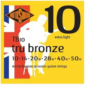 Rotosound TB10 Tru Bronze - Jeu de cordes guitare acoustique - 10-50 pas cher