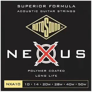 Comparateur de prix : Rotosound Cordes pour Guitare Acoustique NEXUS COATED BRONZE 6-cordes NXA10