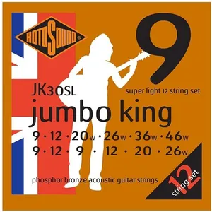 Comparateur de prix : Rotosound JK30SL Jumbo king - Jeu de 12 cordes phosphore bronze guitare acoustique - Super Light