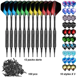 Set de Flechettes à Pointe Souple - KAKOO - 12 Flechettes Pointe Plastique - 100 Pointes - 42 AilettesVendu parcdiscount