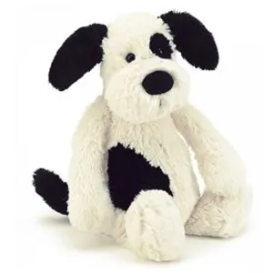 Little jellycat Bashful black and cream puppy medium pas cher