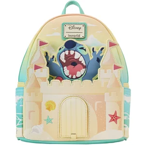 LOUNGEFLY Mini Sac à Dos - Disney - Stitch Chateau Sable - Faux cuir - Bretelles réglables - Enfant