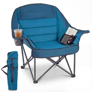 CostwayChaise de Camping Pliante Chaise avec Cadre en Métal Assise Rem...