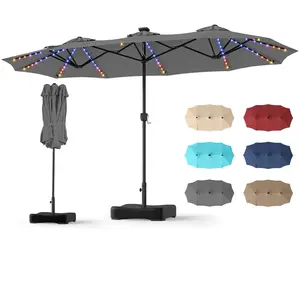 CostwayDouble Parasol Rectangulaire Exterieur avec Manivelle et Ventil... pas cher