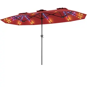 CostwayDouble Parasol Rectangulaire Exterieur avec Manivelle et Ventil... pas cher