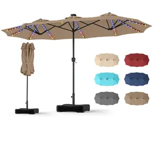 CostwayDouble Parasol Rectangulaire Exterieur avec Manivelle et Ventil... pas cher