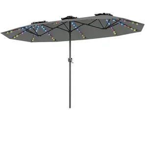 CostwayDouble Parasol Rectangulaire Exterieur avec Manivelle et Ventil... pas cher