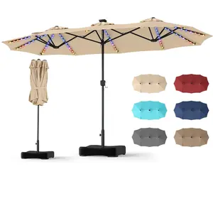 CostwayDouble Parasol Rectangulaire Exterieur avec Manivelle et Ventil... pas cher