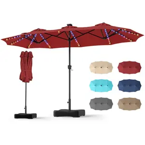 CostwayDouble Parasol Rectangulaire Exterieur avec Manivelle et Ventil... pas cher
