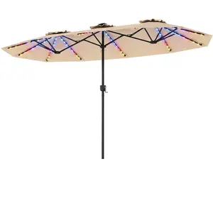 CostwayDouble Parasol Rectangulaire Exterieur avec Manivelle et Ventil... pas cher