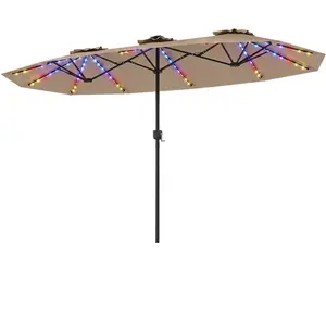 CostwayDouble Parasol Rectangulaire Exterieur avec Manivelle et Ventil... pas cher