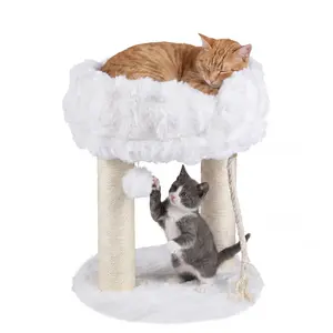 CostwayArbre a Chat 2 Niveaux en Peluche Douce Petit Arbre à Chat avec... pas cher
