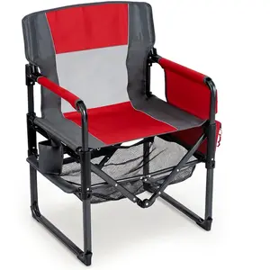 CostwayChaise Pliante Camping avec Porte-gobelet Poche Latérale Ouvre-bouteille Chaise de Plage Légère Portable Charge 150 kg Rouge pas cher