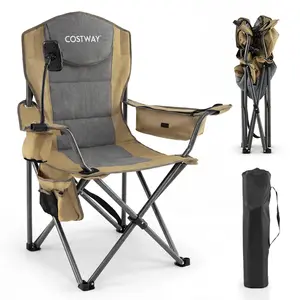 CostwayChaise de Camping Pliable Chaise de Plage Légère avec Accoudoir... pas cher