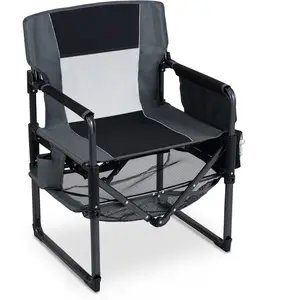 CostwayChaise Pliante Camping avec Porte-gobelet Poche Latérale Ouvre-bouteille Chaise de Plage Légère Portable Charge 150 kg Noir pas cher