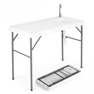CostwayTable de Nettoyage de Poisson Pliante avec Évier 104 CM Table d... pas cher