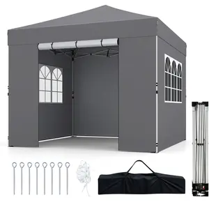 CostwayTonnelle Pliante 3 x 3 m Tonnelle de Jardin avec Parois Latéral... pas cher
