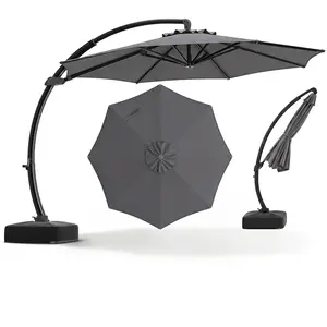 Costway330 cm Parasol de Jardin avec Pied Parasol Déporté Cantilever a... pas cher